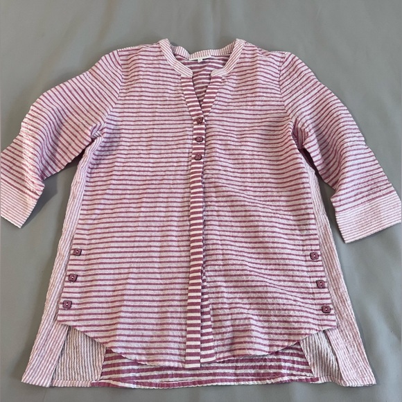 Habitat‎ Clothes To Live In Tunic Womens S White/pink Stripe Blouse 3/4 Sleeves - Picture 4 of 10